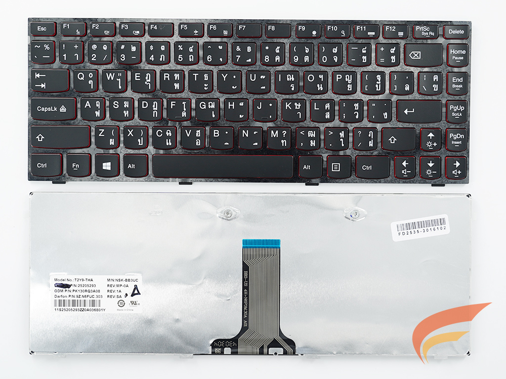 KEYBOARD IBM-LENOVO คีย์บอร์ด Lenovo Y400 Y410 Y430P Y400P Y410P Y400N Y410N (TH-US) (ไม่มีไฟ Backlight) 